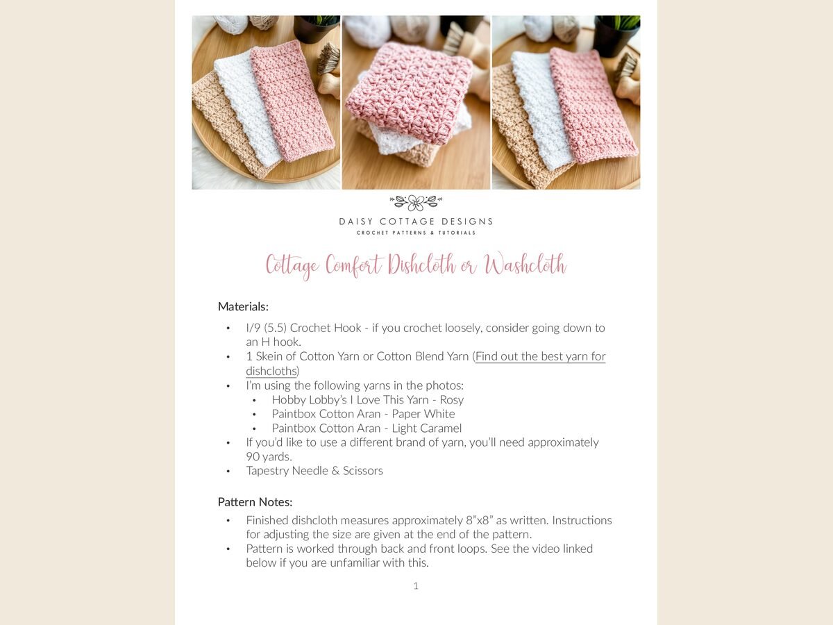 Cottage Comfort Dishcloth Pattern
