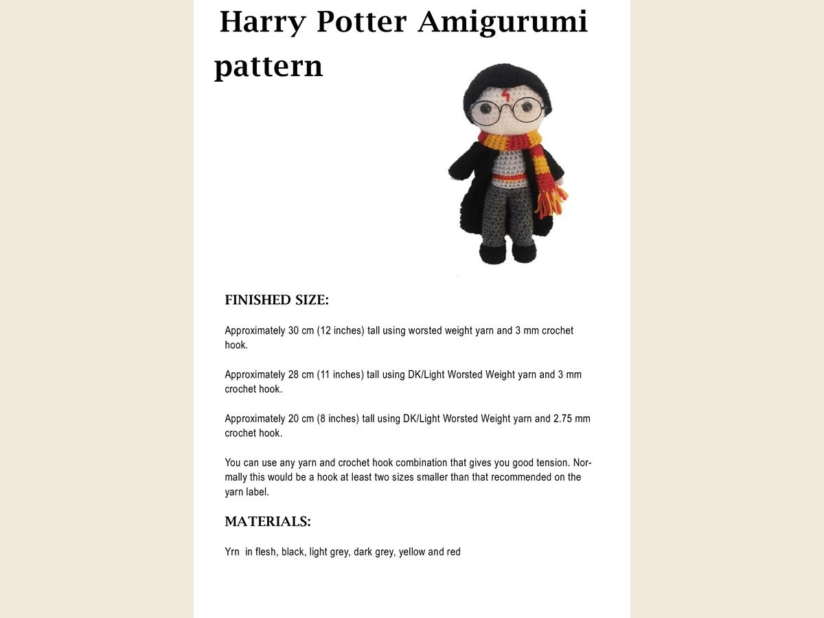 Harry Potter Amigurumi pattern
