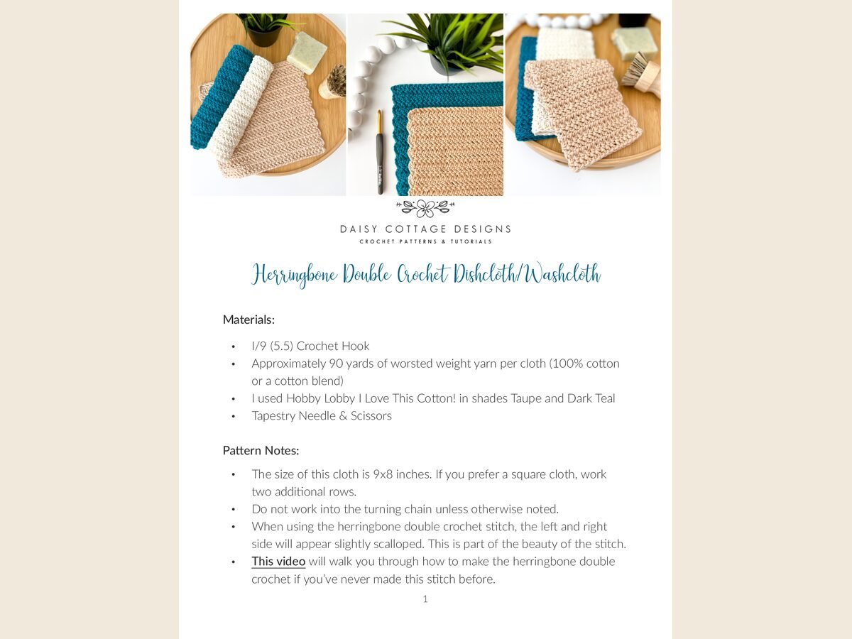 Herringbone Double Crochet Dishcloth-Washcloth - DCD