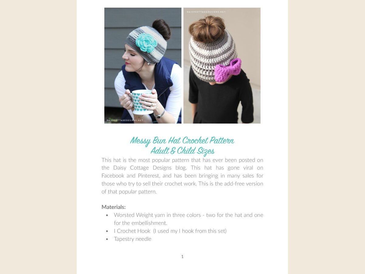 Messy Bun Hat Crochet Pattern