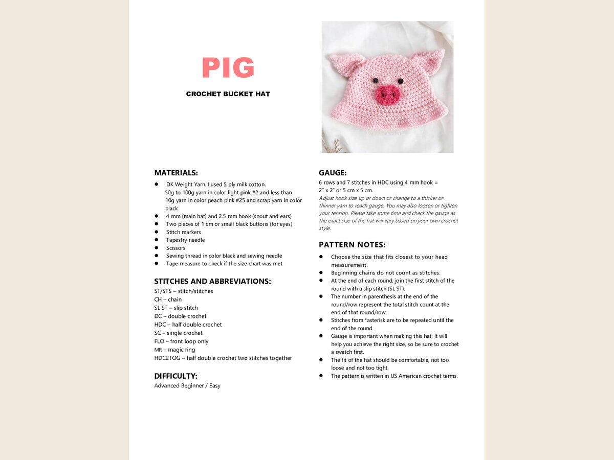 Pig Bucket Hat
