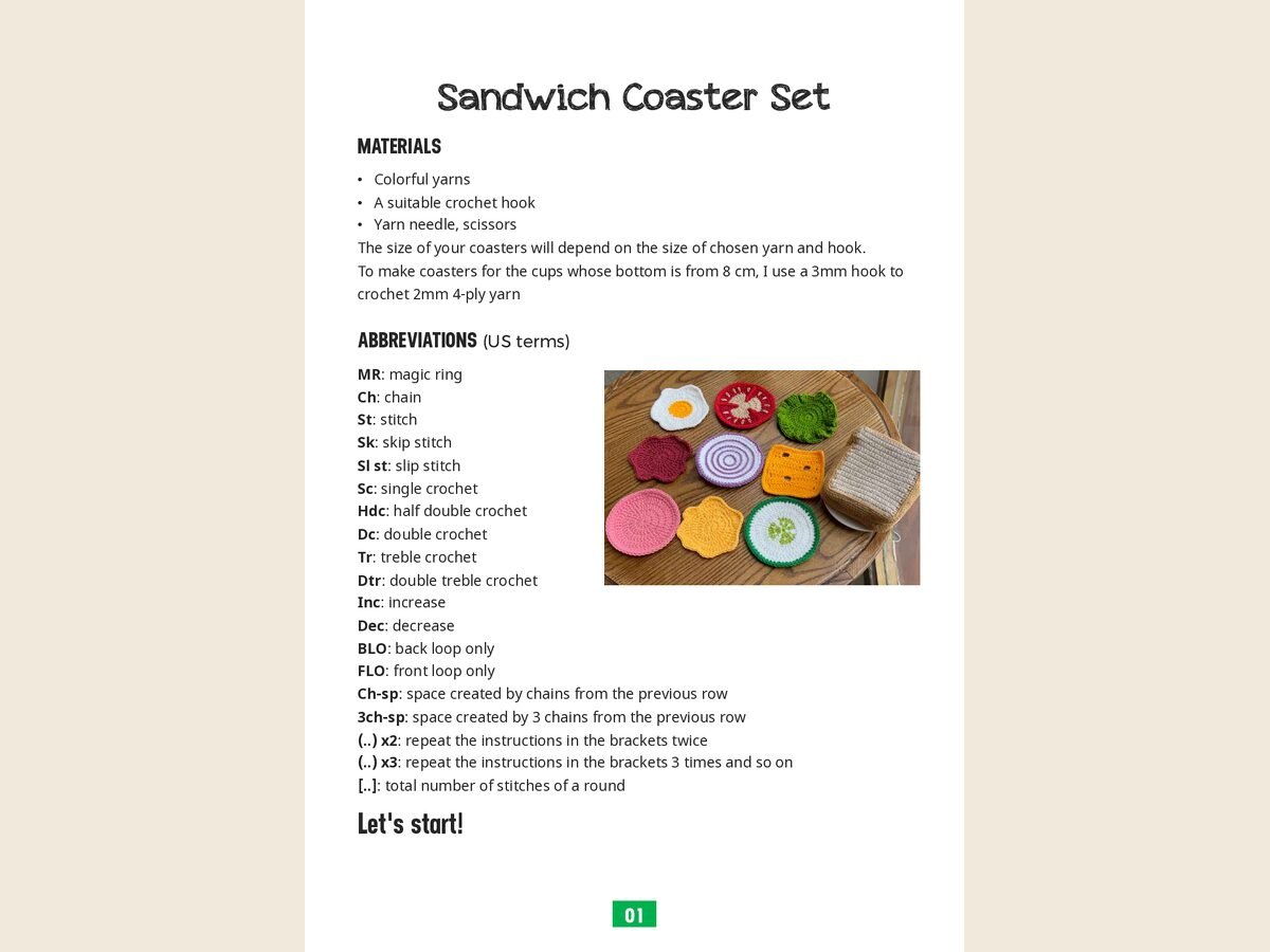 Sandwich Coaster Set