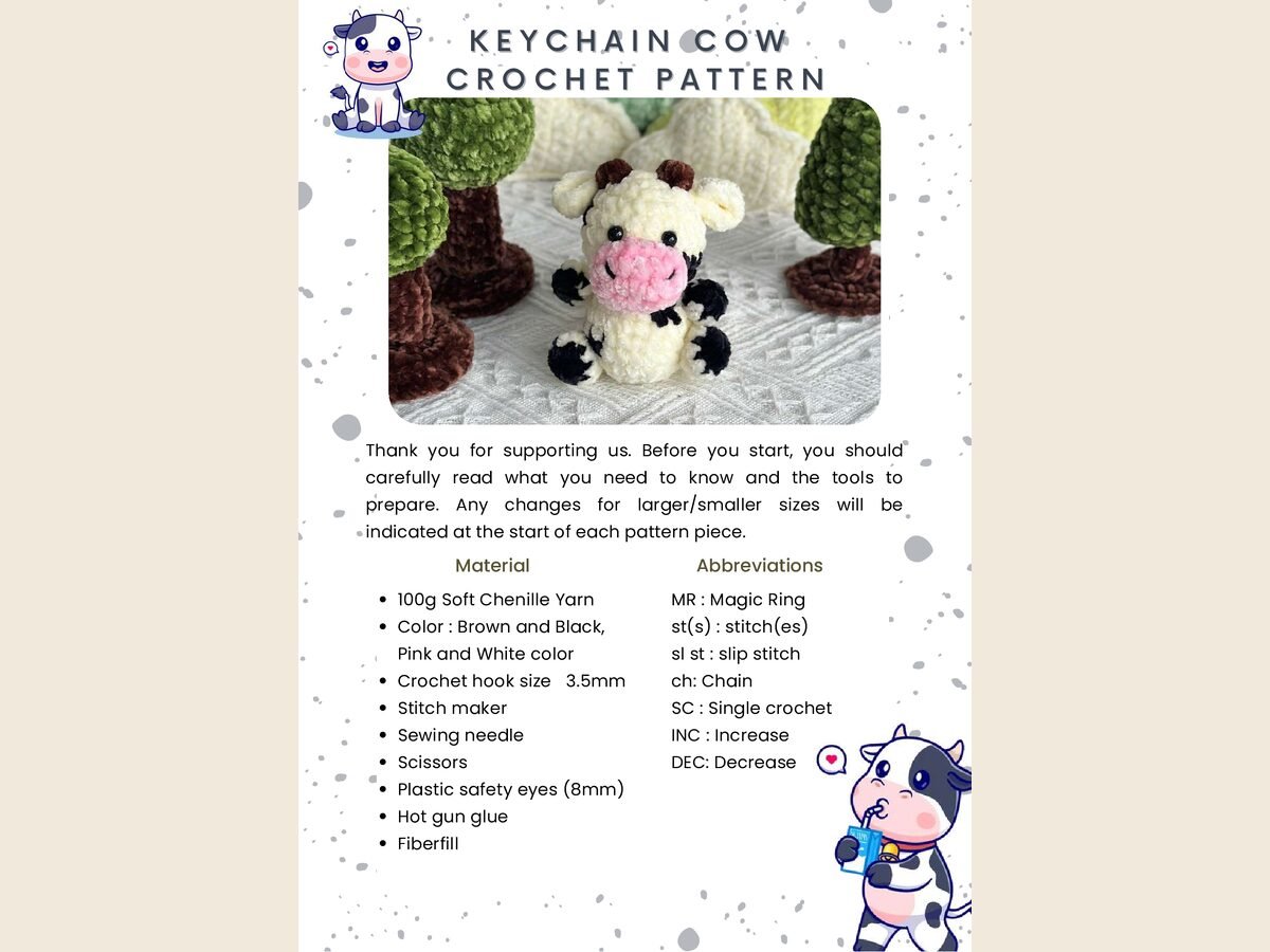 Set of 3 Cows Keychain