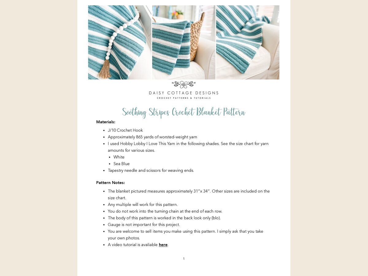 Soothing Stripes Crochet Pattern - DCD