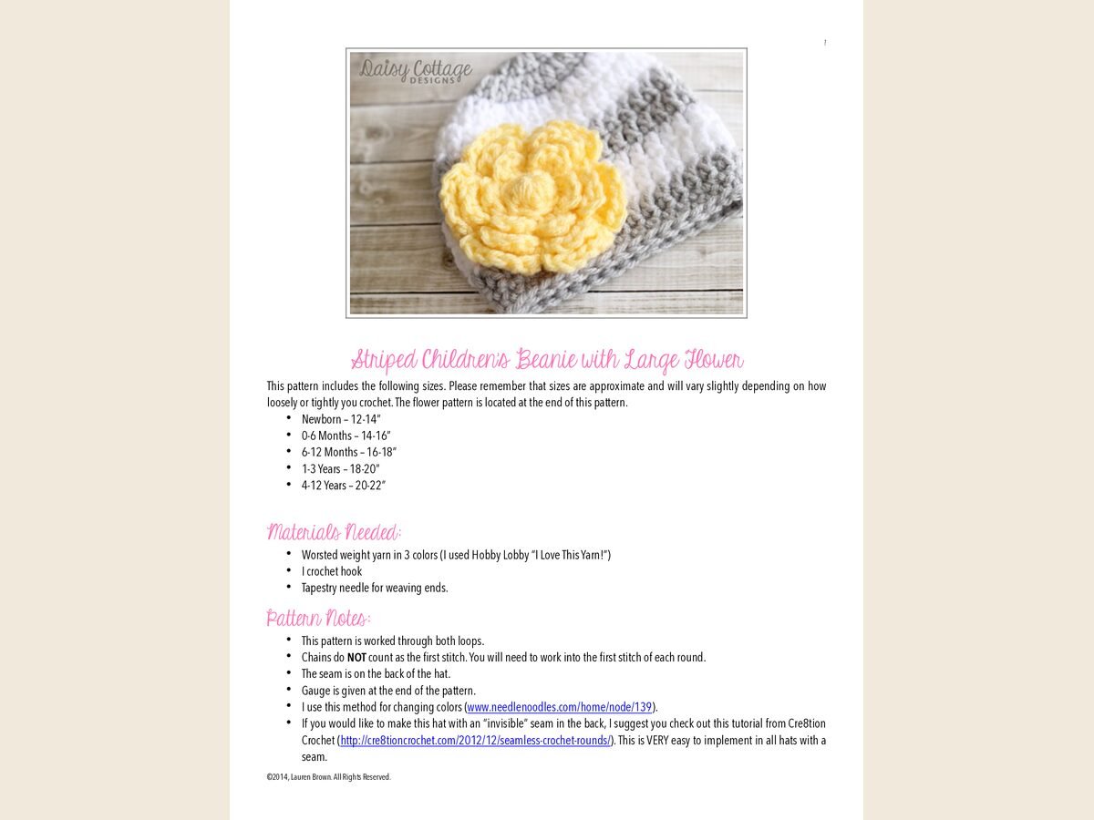 Striped Beanie Pattern DCD