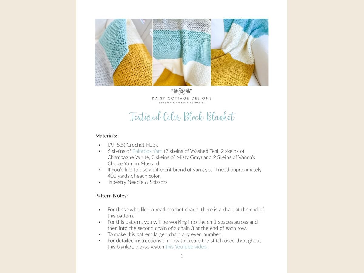 Textured Color Block Crochet Blanket