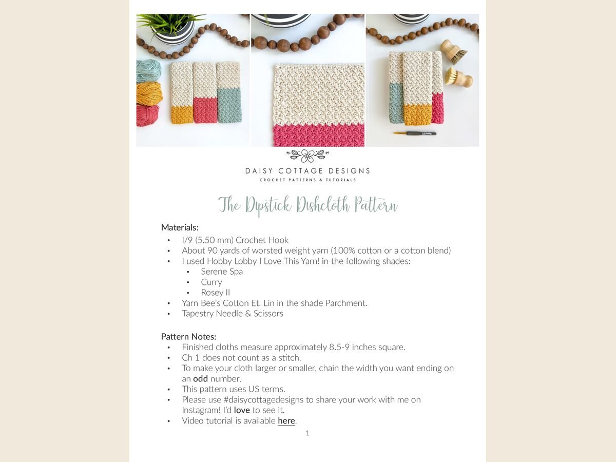 The Dipstick Dishcloth Pattern - DCD